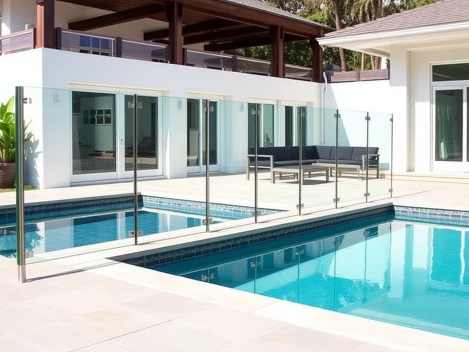 Clôture de piscine en verre trempé